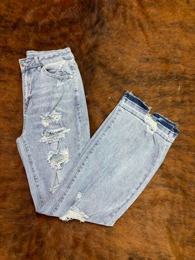 Destressed Trouser Jeans